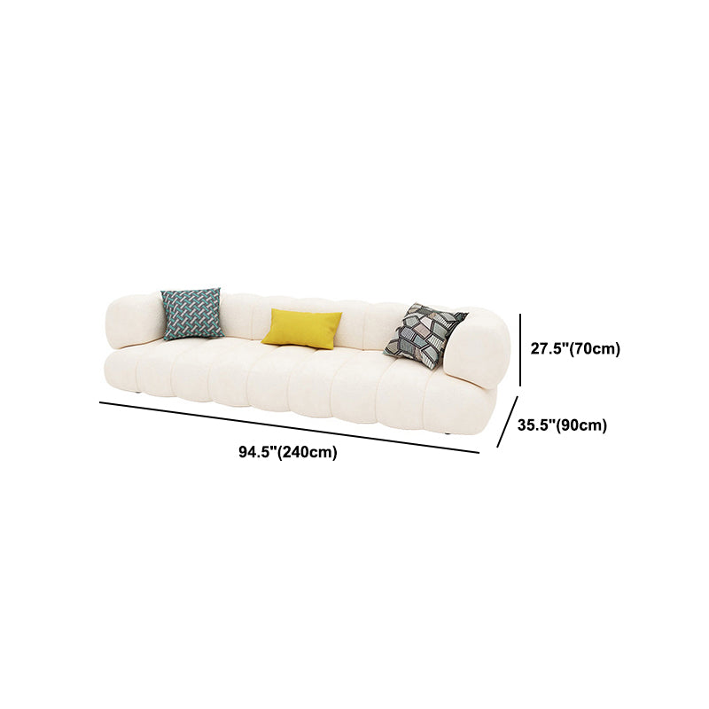 White Recessed Arm Curved Sofa Wool Sofa with Sewn Pillow Back Clearhalo 'furn' 'furn_sofas' 'Furniture' 'Living Room Furniture' 'Sofa' 'sofas' 5743914