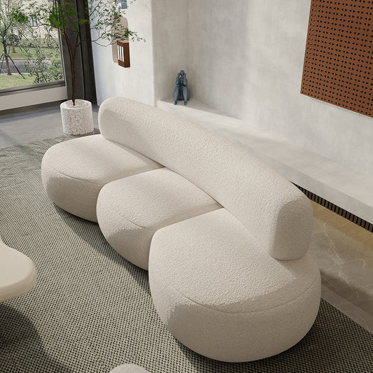 Wollen armloze gebogen bank hedendaagse witte bank met strakke rug