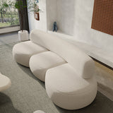 Divano curvo senza braccio di lana divano bianco contemporaneo con schiena stretta