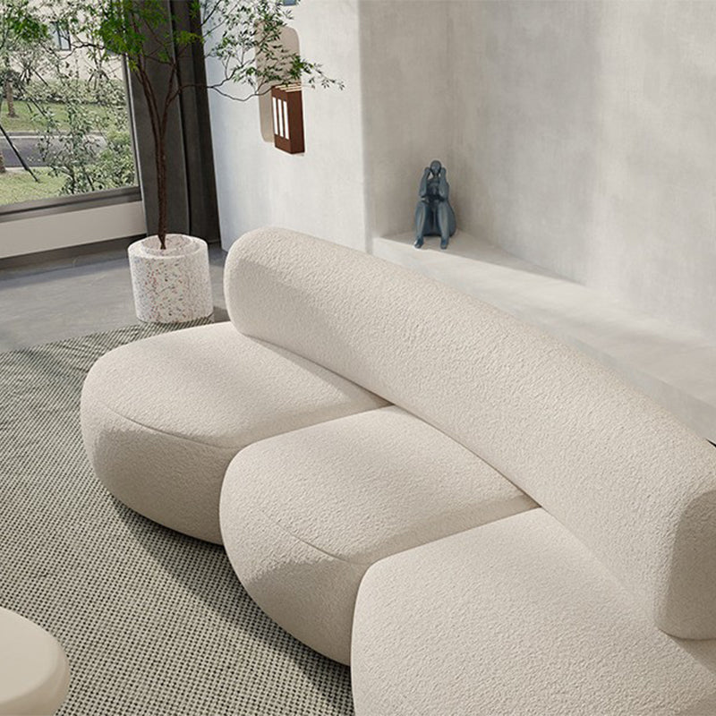Wool Armless Curved Sofa Contemporary White Sofa with Tight Back