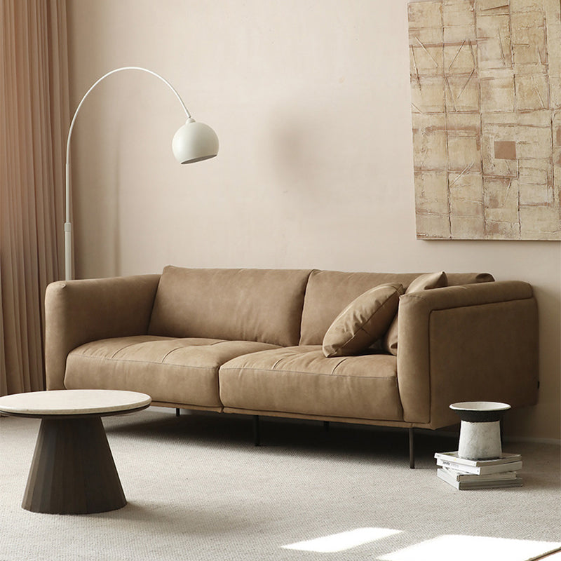 Modern Faux Leather Cushions Sofa Loose Back Tuxedo Arm Living Room Seating Clearhalo 'furn' 'furn_sofas' 'Furniture' 'Living Room Furniture' 'Sofa' 'sofas' 5743935