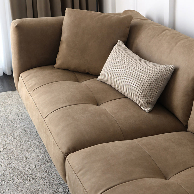 Modern Faux Leather Cushions Sofa Loose Back Tuxedo Arm Living Room Seating Clearhalo 'furn' 'furn_sofas' 'Furniture' 'Living Room Furniture' 'Sofa' 'sofas' 5743939