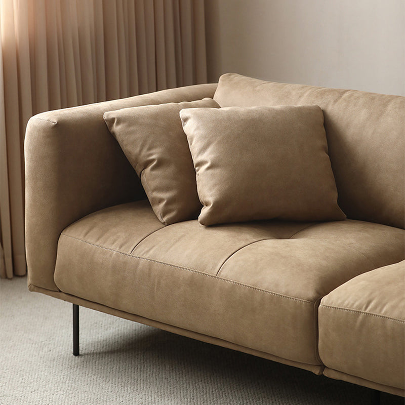 Modern Faux Leather Cushions Sofa Loose Back Tuxedo Arm Living Room Seating Clearhalo 'furn' 'furn_sofas' 'Furniture' 'Living Room Furniture' 'Sofa' 'sofas' 5743941