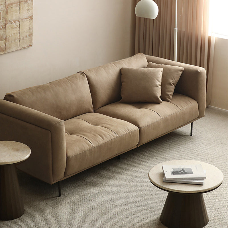 Modern Faux Leather Cushions Sofa Loose Back Tuxedo Arm Living Room Seating Clearhalo 'furn' 'furn_sofas' 'Furniture' 'Living Room Furniture' 'Sofa' 'sofas' 5743945