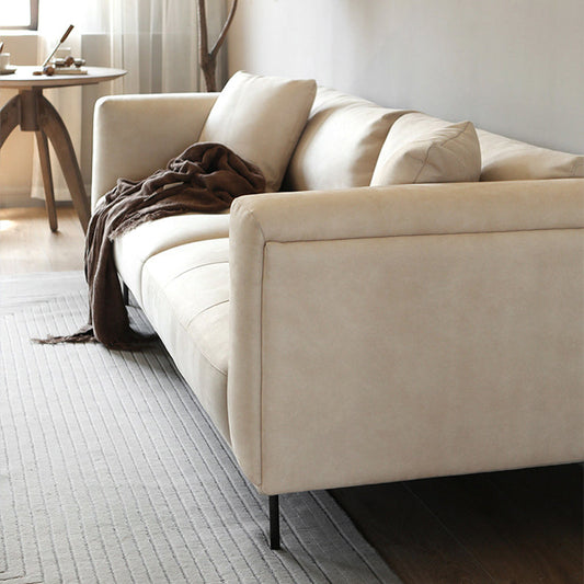 Modern Faux Leather Cushions Sofa Loose Back Tuxedo Arm Living Room Seating Clearhalo 'furn' 'furn_sofas' 'Furniture' 'Living Room Furniture' 'Sofa' 'sofas' 5743946