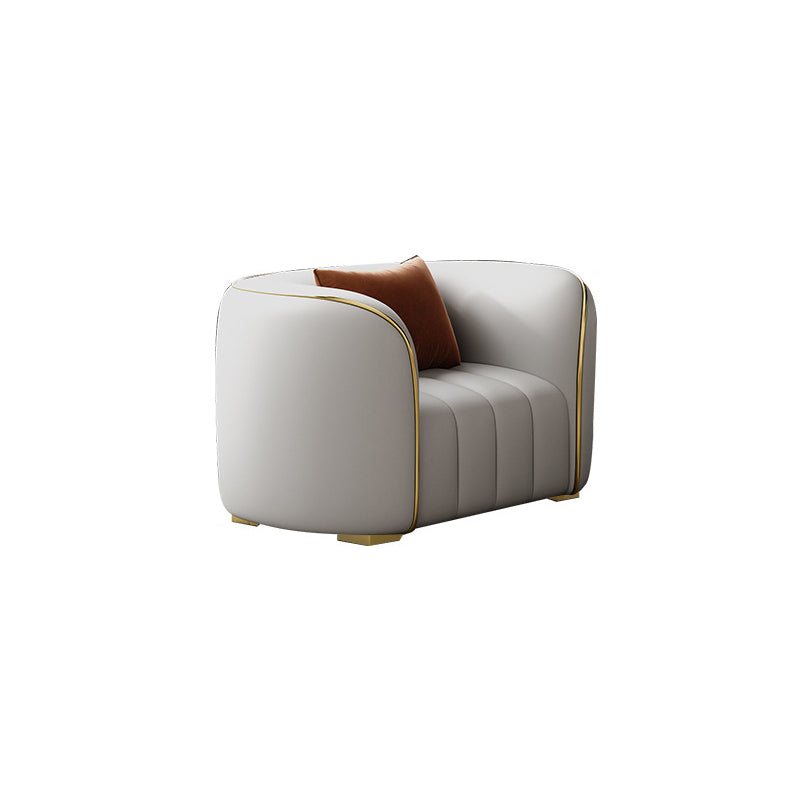 Echte lederen hellende armbank Moderne beige bank met kussens