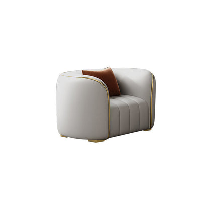 Echte lederen hellende armbank Moderne beige bank met kussens
