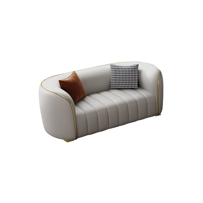 Echte lederen hellende armbank Moderne beige bank met kussens