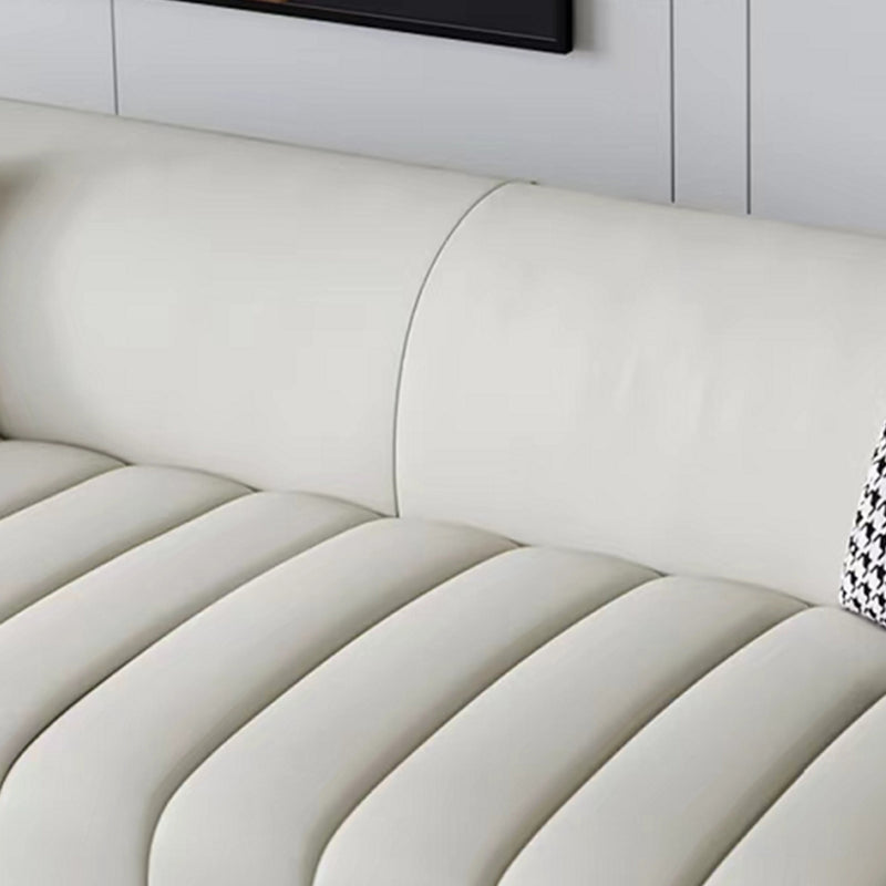 Echte lederen hellende armbank Moderne beige bank met kussens