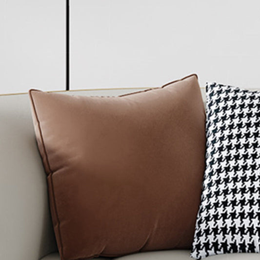 Echte lederen hellende armbank Moderne beige bank met kussens