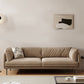 Contemporary Simple Cushions Sofa Tuxedo Arm Faux Leather Seating