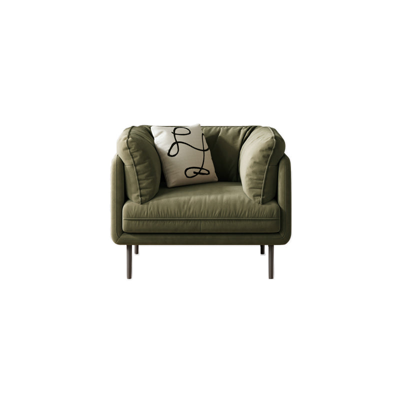 Contemporary Simple Cushions Sofa Tuxedo Arm Faux Leather Seating