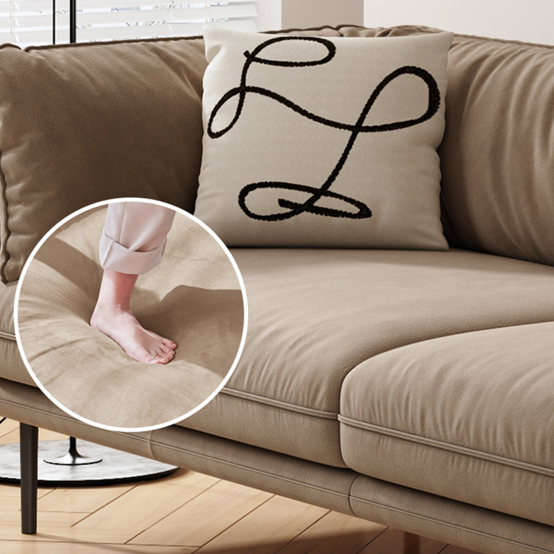 Contemporary Simple Cushions Sofa Tuxedo Arm Faux Leather Seating