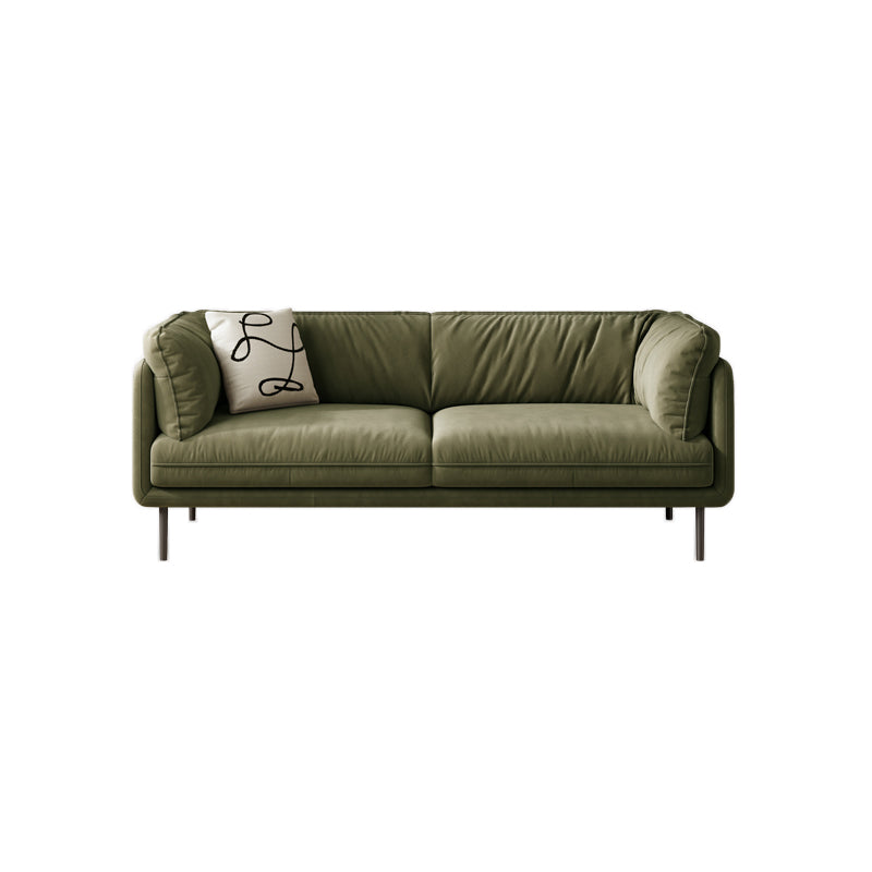 Contemporary Simple Cushions Sofa Tuxedo Arm Faux Leather Seating