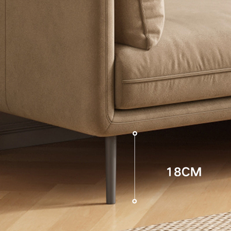 Contemporary Simple Cushions Sofa Tuxedo Arm Faux Leather Seating