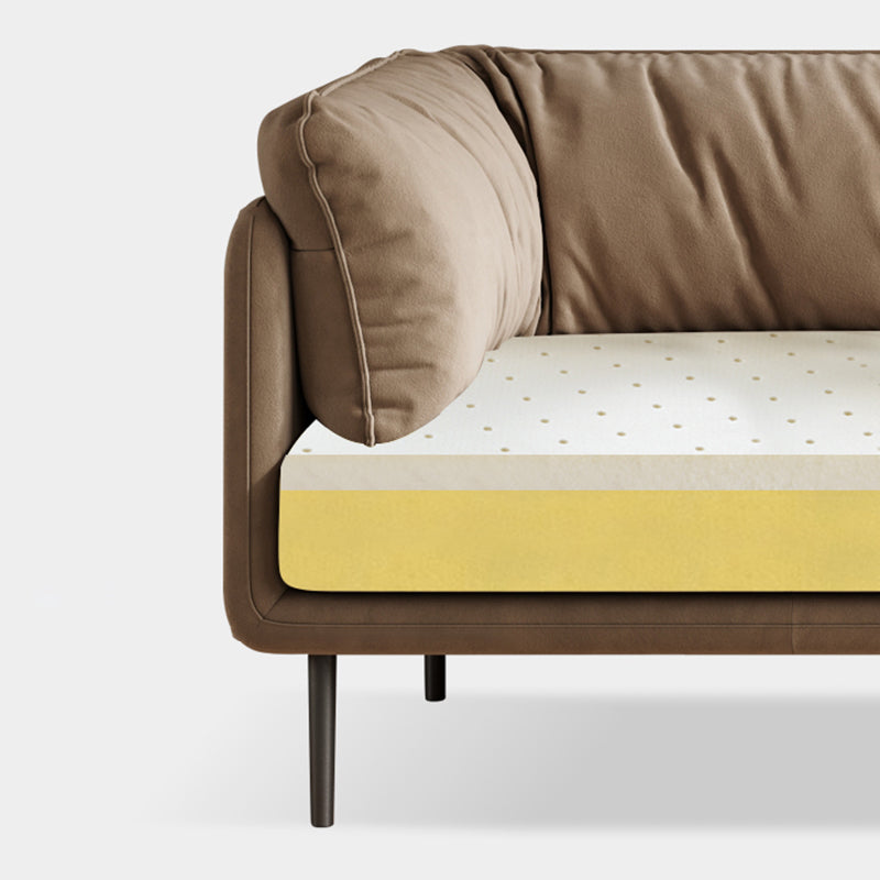 Contemporary Simple Cushions Sofa Tuxedo Arm Faux Leather Seating