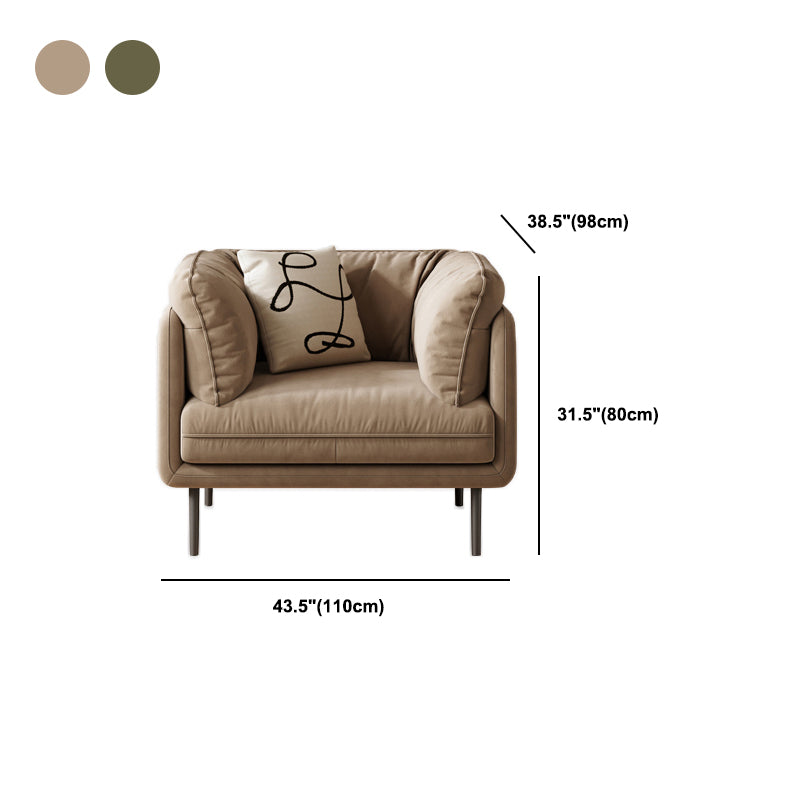 Contemporary Simple Cushions Sofa Tuxedo Arm Faux Leather Seating