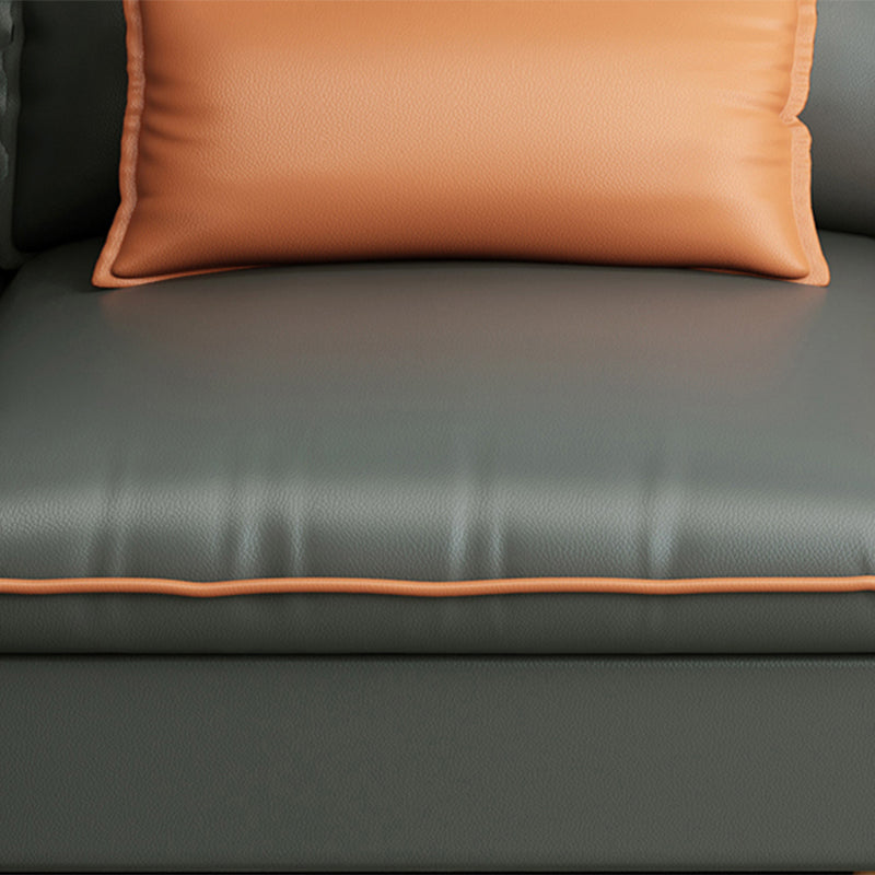 Modern Faux Leather Sectioanl with Pillow Back and Storage for Living Room