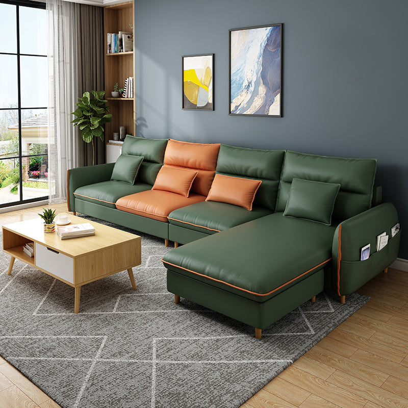 Modern Faux Leather Sectioanl with Pillow Back and Storage for Living Room
