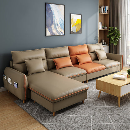 Modern Faux Leather Sectioanl with Pillow Back and Storage for Living Room