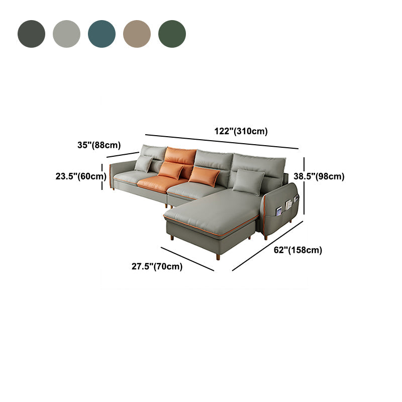 Modern Faux Leather Sectioanl with Pillow Back and Storage for Living Room