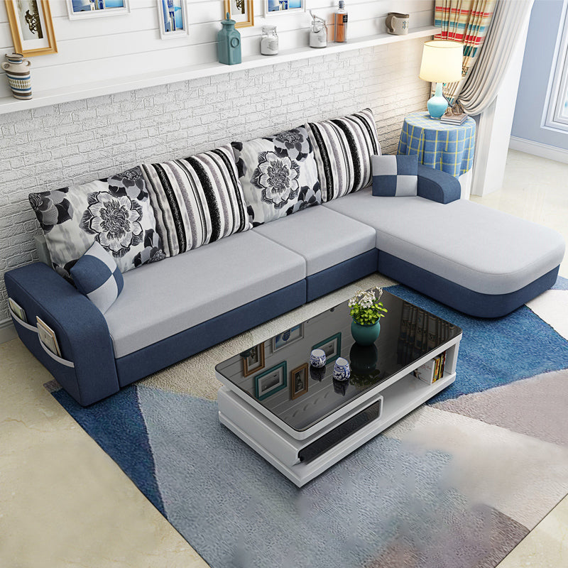 Contemporary 4-Seater Sofa with Storage Recessed Arm for Apartment