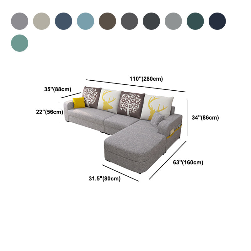 Contemporary 4-Seater Sofa with Storage Recessed Arm for Apartment