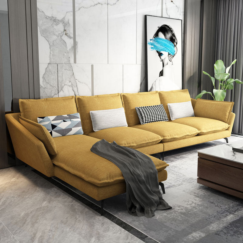 Miscela di lino a forma di L sezionale con cuscini indietro per soggiorno
