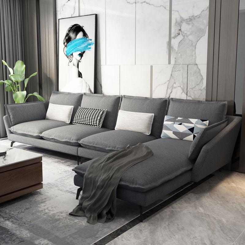 Miscela di lino a forma di L sezionale con cuscini indietro per soggiorno
