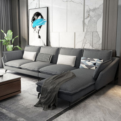 Miscela di lino a forma di L sezionale con cuscini indietro per soggiorno