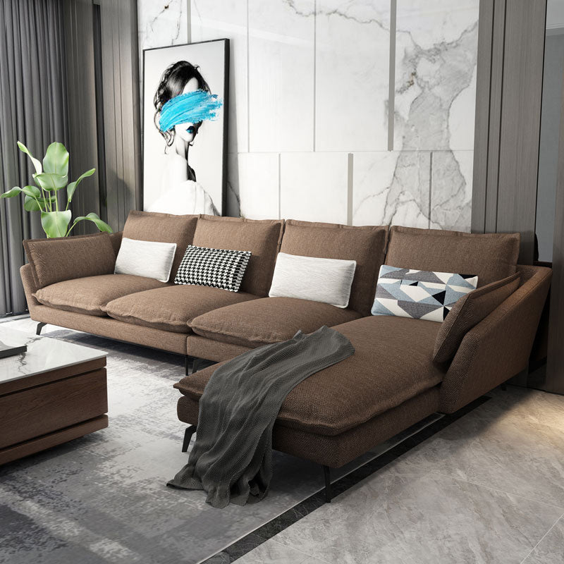 Miscela di lino a forma di L sezionale con cuscini indietro per soggiorno