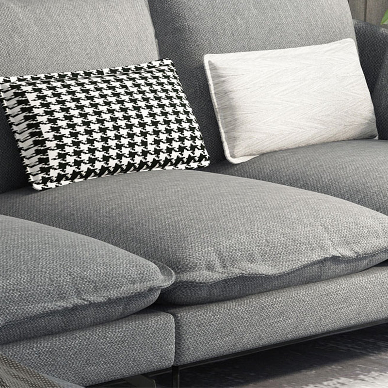 Miscela di lino a forma di L sezionale con cuscini indietro per soggiorno