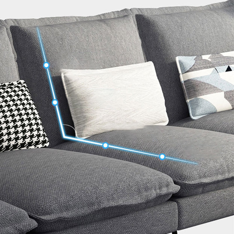 Miscela di lino a forma di L sezionale con cuscini indietro per soggiorno