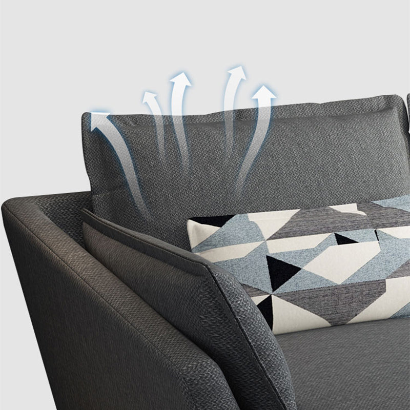 Miscela di lino a forma di L sezionale con cuscini indietro per soggiorno