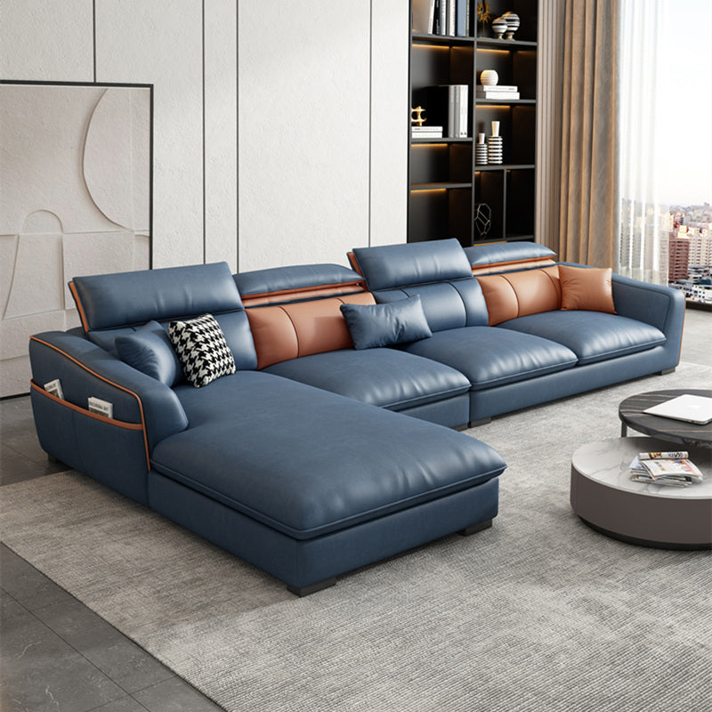 In pelle finta contemporanea sezionale con braccio svasato per soggiorno