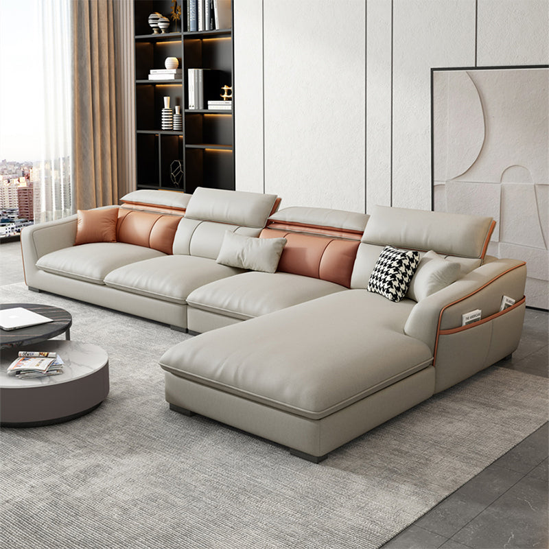 In pelle finta contemporanea sezionale con braccio svasato per soggiorno