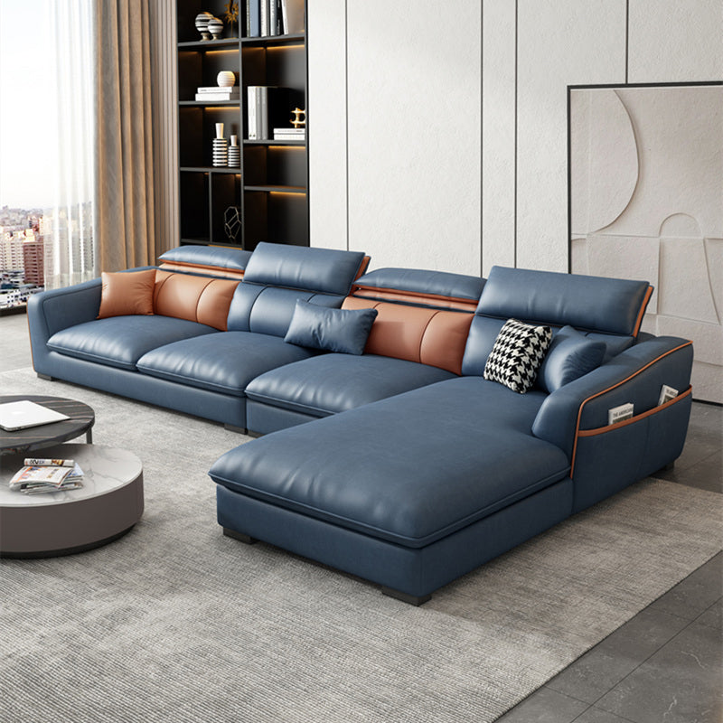 In pelle finta contemporanea sezionale con braccio svasato per soggiorno