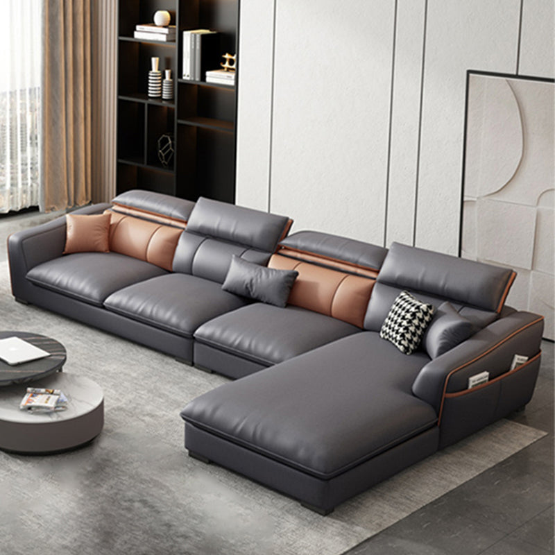 In pelle finta contemporanea sezionale con braccio svasato per soggiorno