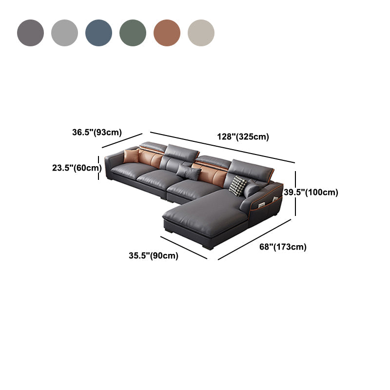 In pelle finta contemporanea sezionale con braccio svasato per soggiorno