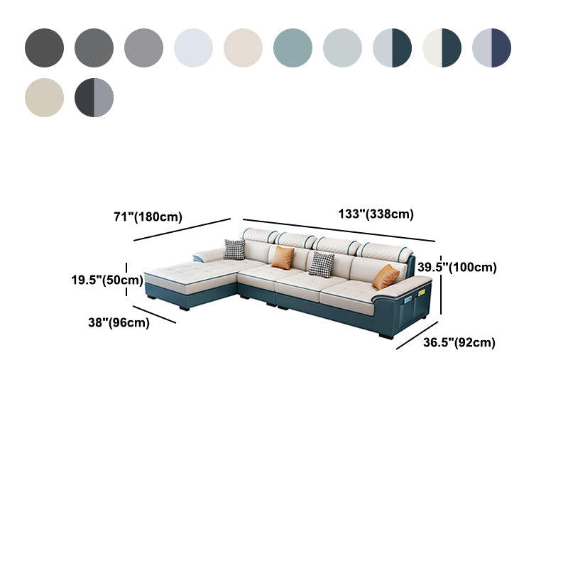 4-Seater Sectional with Adjustable Head Pillow and Storage Arms for Living Room