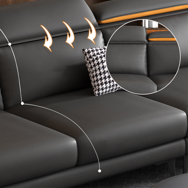 Modern 4-Seater Sectional with Adjustable Head Pillow and Pillow Top Arms