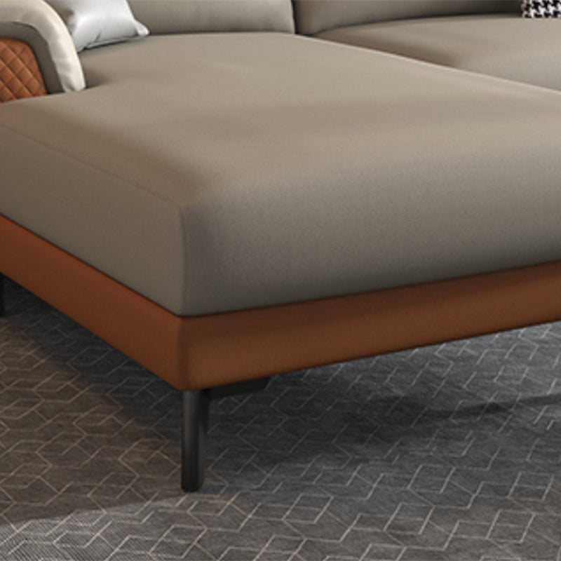 Modern 4-Seater Sectional with Adjustable Head Pillow and Pillow Top Arms