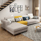 Contemporary Sectional with Adjustable Pillow Back and Square Arms Yellow-Gray Left Clearhalo 'furn' 'furn_sectionals' 'Furniture' 'Living Room Furniture' 'Sectionals' 5744183
