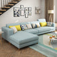 Contemporary Sectional with Adjustable Pillow Back and Square Arms Light Blue Left Clearhalo 'furn' 'furn_sectionals' 'Furniture' 'Living Room Furniture' 'Sectionals' 5744187
