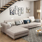 Contemporary Sectional with Adjustable Pillow Back and Square Arms Light Gray Left Clearhalo 'furn' 'furn_sectionals' 'Furniture' 'Living Room Furniture' 'Sectionals' 5744199