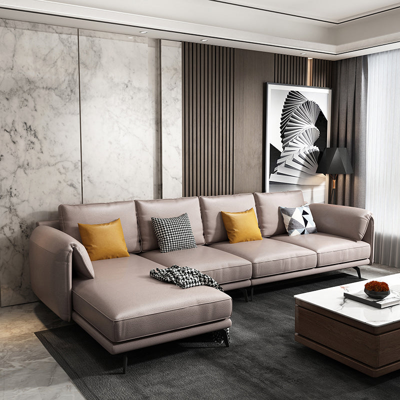 Contemporary Pillow Top Arms Sectional with Pillow Back for 4 People