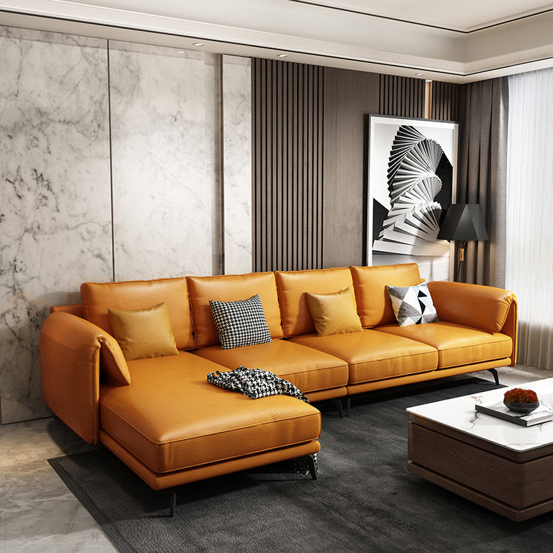 Contemporary Pillow Top Arms Sectional with Pillow Back for 4 People