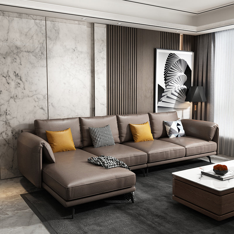 Contemporary Pillow Top Arms Sectional with Pillow Back for 4 People