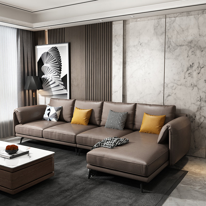 Contemporary Pillow Top Arms Sectional with Pillow Back for 4 People