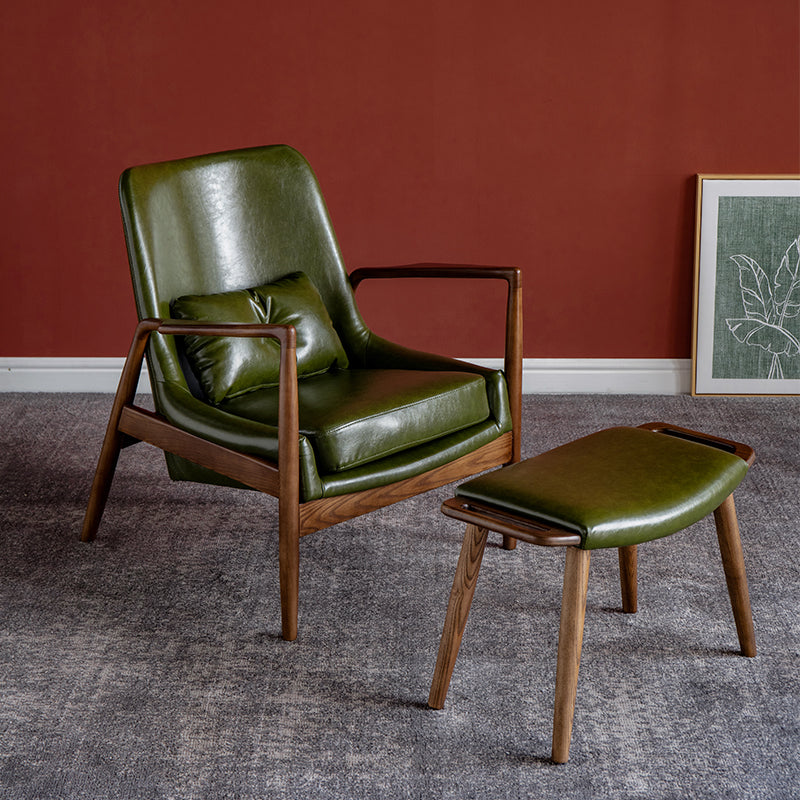 Contemporary Arms Included with Pillow Basic Four Leg Accent Armchair Blackish Green 1 Piece With Ottoman Clearhalo 'Accent Chairs' 'accent_chairs' 'Chairs & Seating' 'furn' 'furn_accent_chairs' 'Furniture' 'Living Room Furniture' 5744303